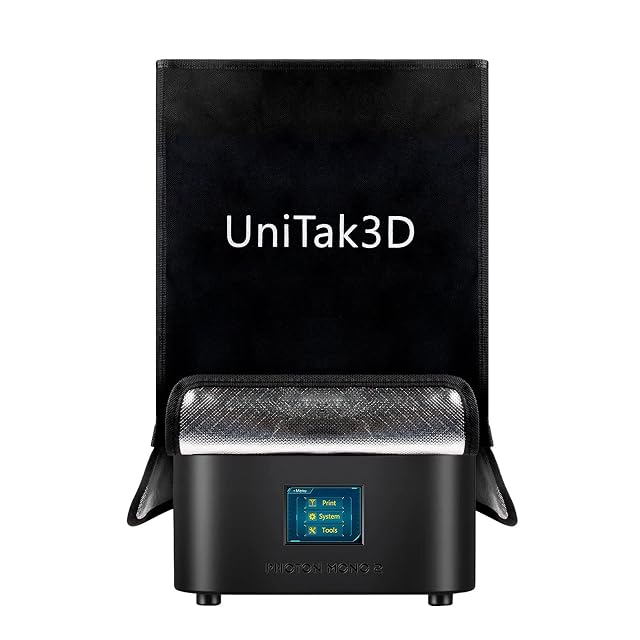 UniTak3D black cover over a small resin 3D printer