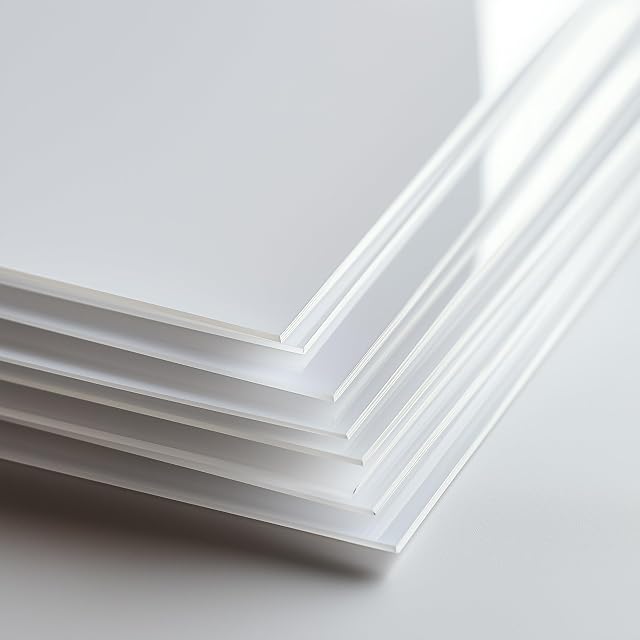 Stack of white opal sheets seen edge-on