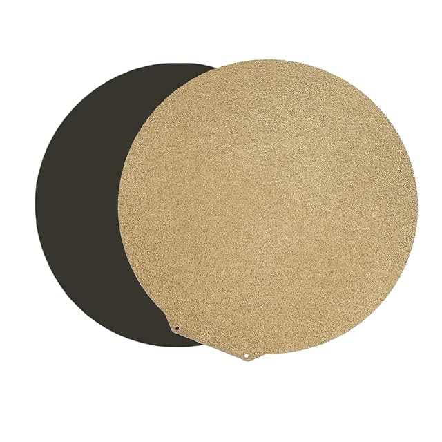 MXMONK round gold textured PEI plate in front of a round black sheet