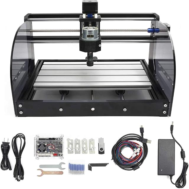 RATTMMOTOR 3018-Pro Max desktop CNC router with an acrylic baffle