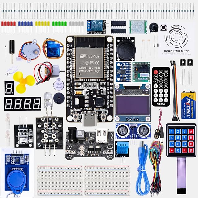 ELEGOO ESP-32 starter kit with board, modules and components