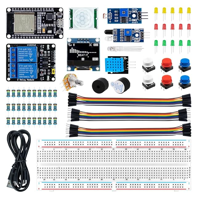 LAFVIN ESP32 basic starter kit parts with board, breadboard and modules