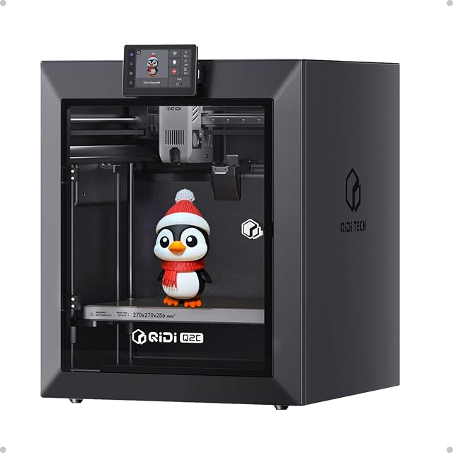 QIDI Q2C enclosed 3D printer with a glass door and a top-mounted screen