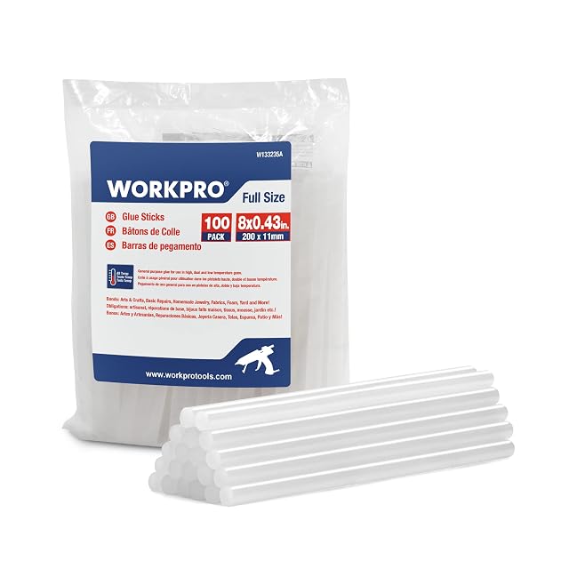 WORKPRO W133235A bag labelled full size, 100 pack, 200 × 11 mm, with loose translucent sticks