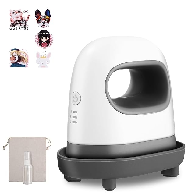 LEAZZLE white and grey mini heat press on its insulated stand