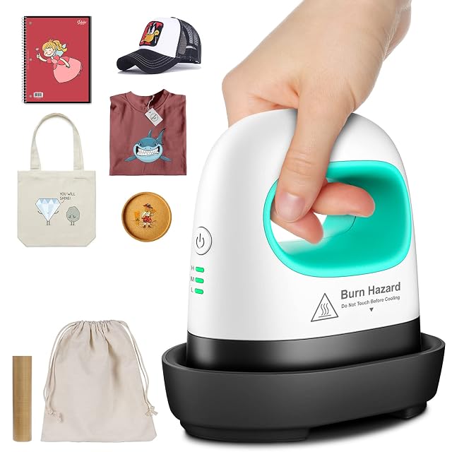 Mefine green and white mini heat press with its insulated base
