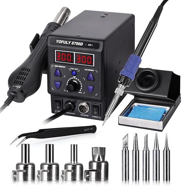 Yofuly 8786D 2-in-1 hot air and soldering iron station