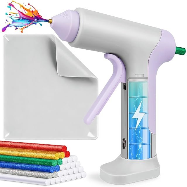 BoriYa cordless hot glue gun with glue sticks and silicone mat