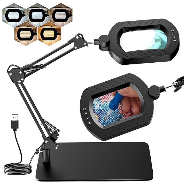 KIBTOY magnifier lamp with rectangular lens on a metal base