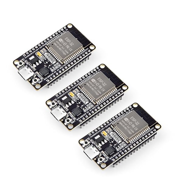 Three ELEGOO ESP-32 development boards with USB-C connectors