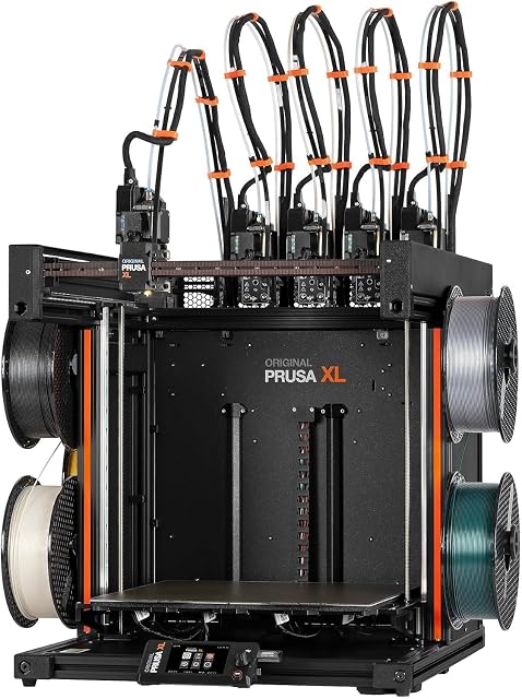 Original Prusa XL large-format 3D printer with five toolheads on a parking rail