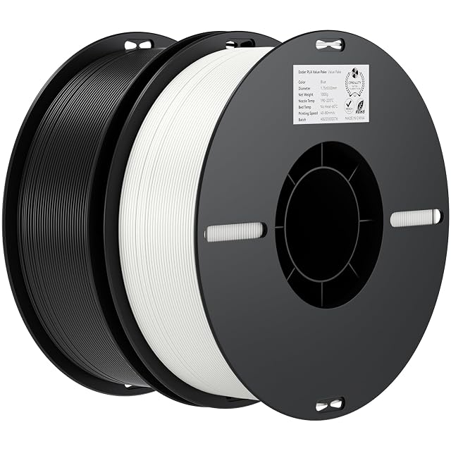 Two Creality Ender PLA filament spools in black and white