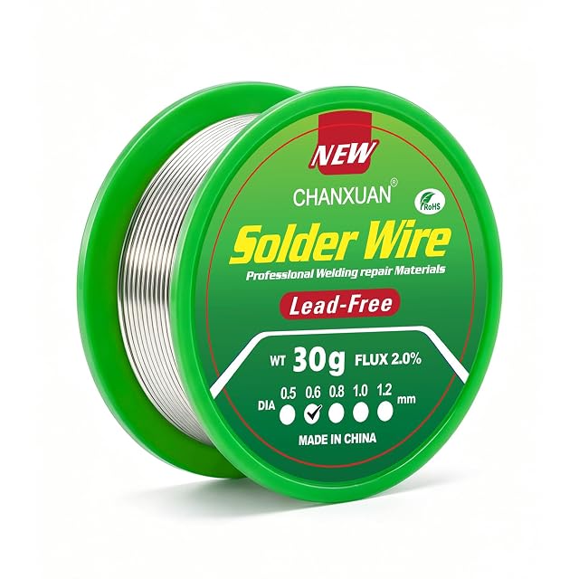 Green CHANXUAN reel labelled lead-free, WT 30 g, flux 2.0 %, 0.6 mm ticked
