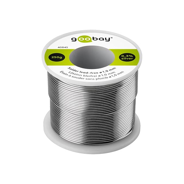 goobay 40845 reel labelled 250 g, 0.3 % silver, lead-free, 1.0 mm