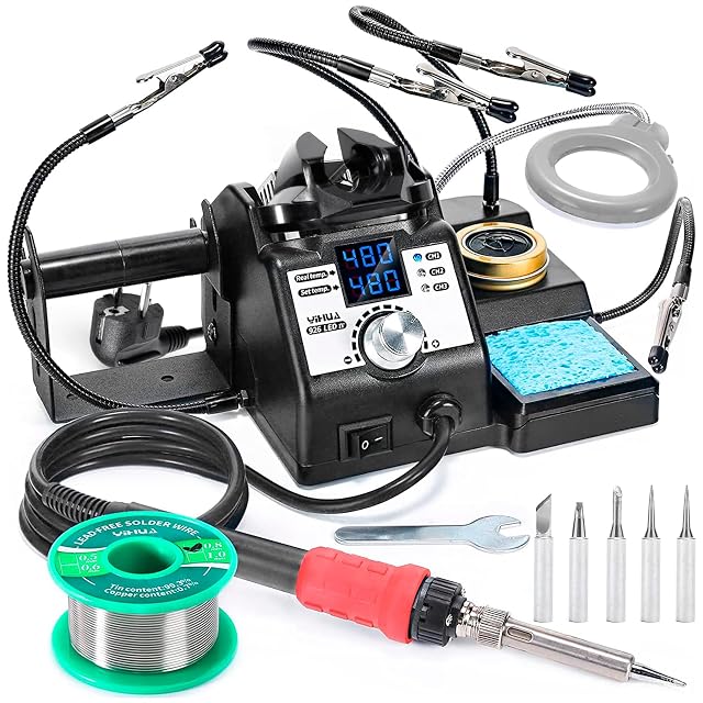 YIHUA 926LED-IV EVO soldering station with helping hands and an LED magnifier