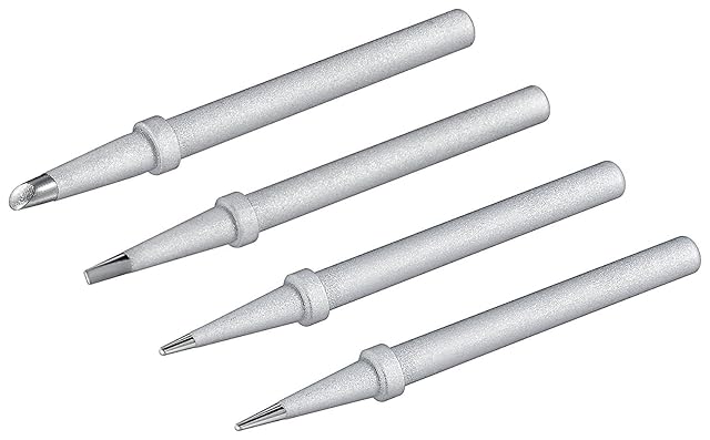 Four silver tips with collars: a bevel, a chisel and two pencil points