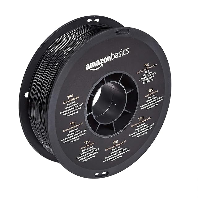 Amazon Basics black TPU filament spool with gauge